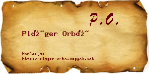 Pláger Orbó névjegykártya